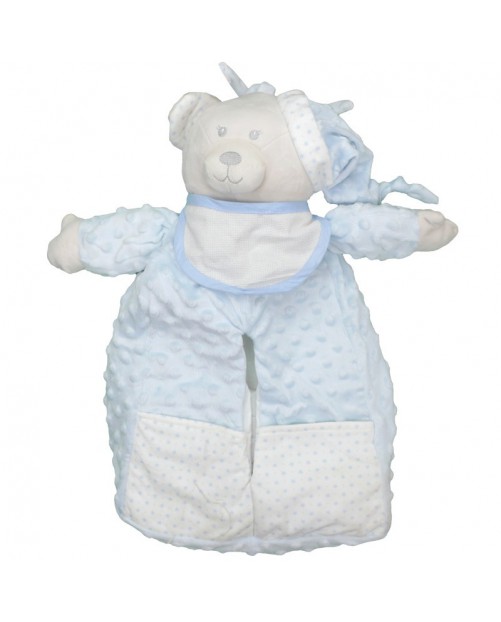 Peluche GAMBERRITOS Guardapañales babero punto de cruz topos Azul