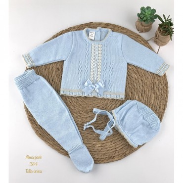 CONJUNTO BEBE LANA ENCAJE...