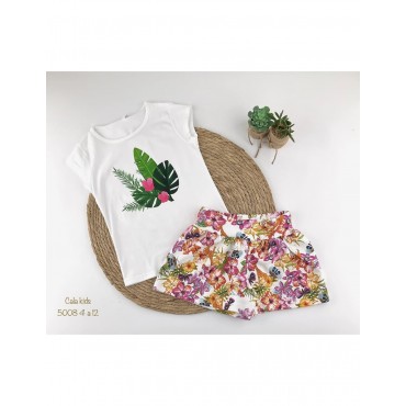 CONJUNTO NIÑA SHORT FLORES...