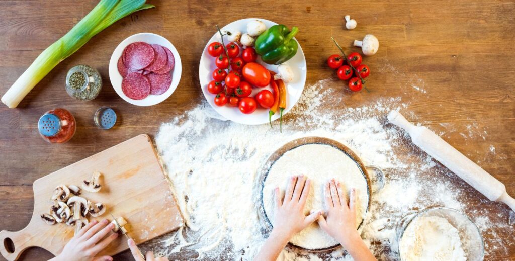 ingredientes para una pizza.